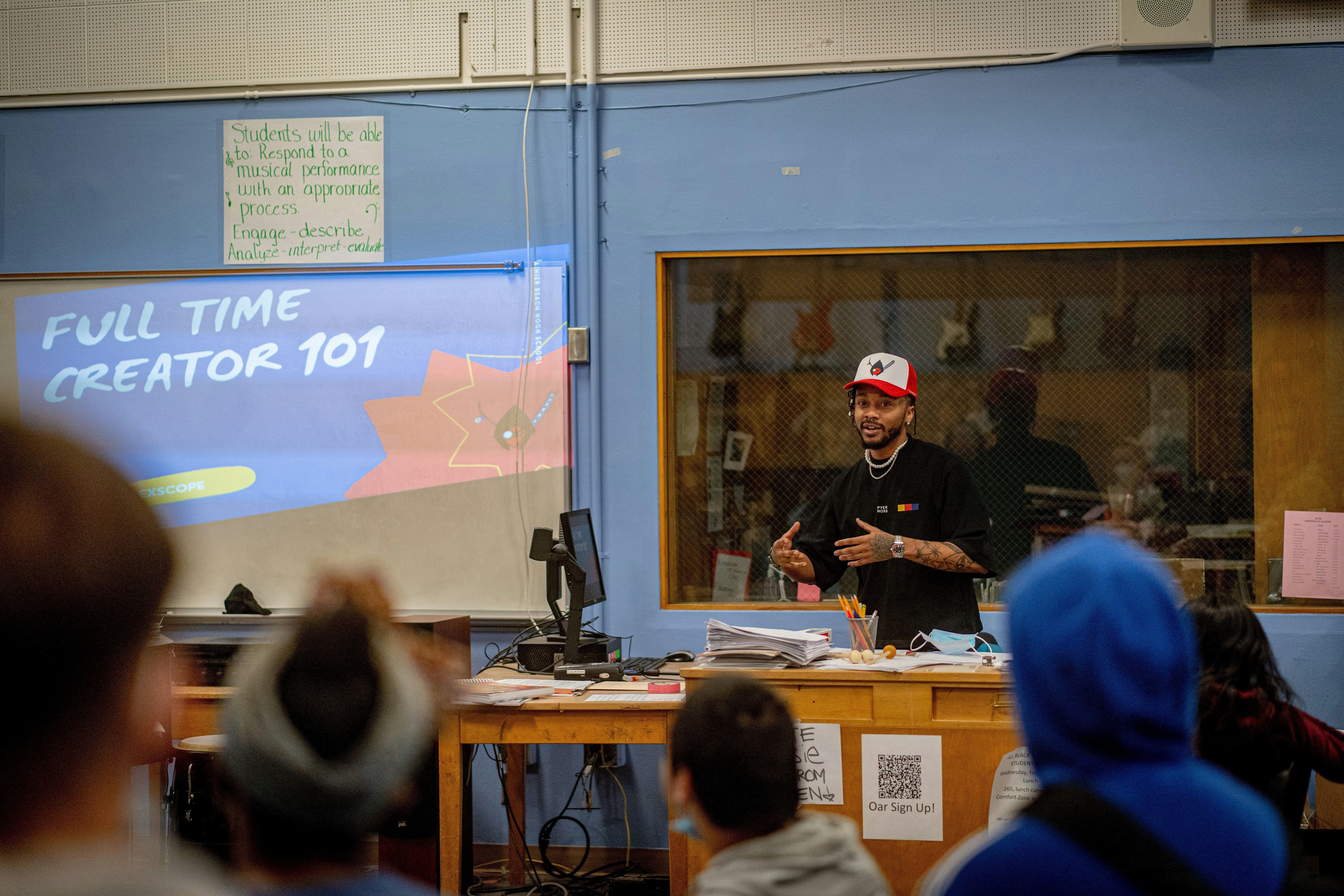 Person doing a presentation to students