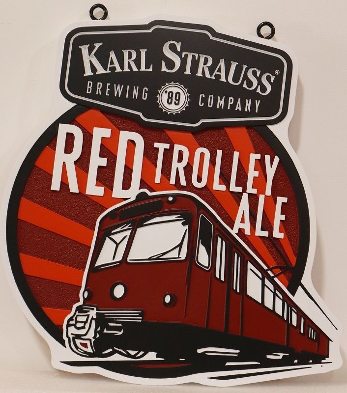 RB27112 - Carved and Sandblasted HDU Sign for "Karl Strauss Brewing Company"