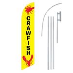 Crawfish Yellow/Red Swooper/Feather Flag + Pole + Ground Spike