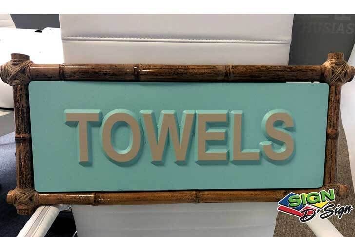 ROUTED-TOWELS-SIGN-WITH-BAMBOO-FRAME	