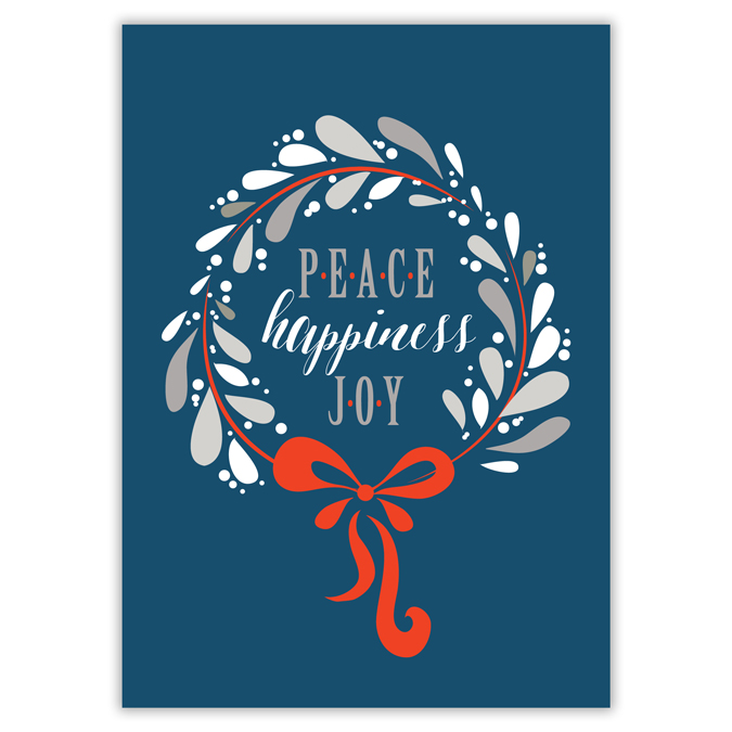 5 x 7 "Peace, Happiness, Joy" Wreath