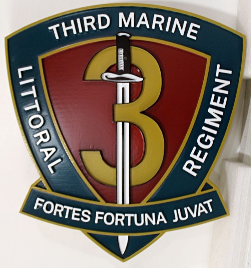 KP-2410 - Carved  2.5-D Multi-Level Artist-Painted HDU Plaque of the Third Marine Littoral Regiment