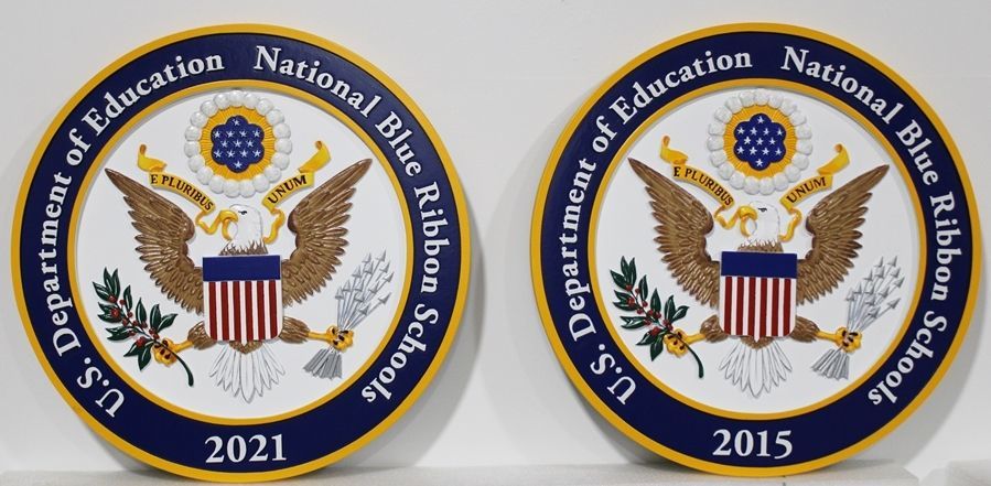 TP-1304 - Carved Wall Plaques of the Seal  of  National Blue Ribbon School 2015 and 2021 