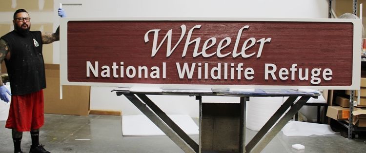 M1943 -Sandblasted Faux Wood Sign for the "Wheeler National Wildlife Refuge 