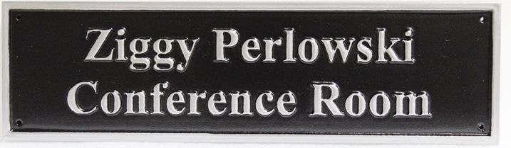 C12124 - Carved and Polished Aluminum-plated  sign for the Ziggy Perlowski Conference Room.