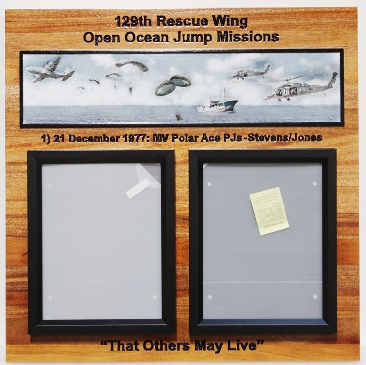 SB1037- Photo Award Plaque for the 129th Rescue Wing, Open Oceans Jump Missions, US Air Force