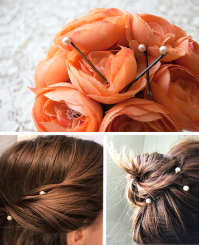 Make your own pearl bobby pins with jewelry from Goodwill.