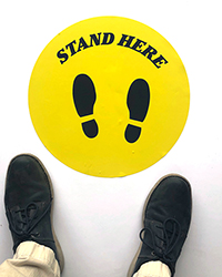 Floor Decal "Stand Here" Circle Yellow