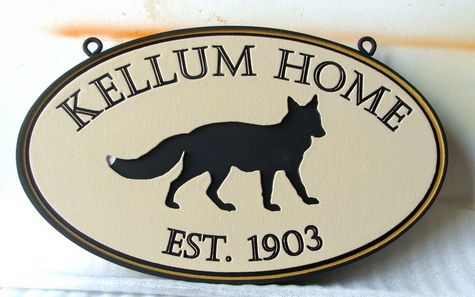 M22906A - Engraved Ellipse HDU Property Name Sign, with Coyote 
