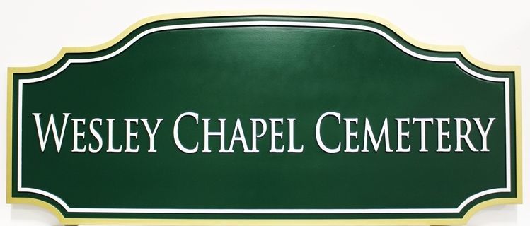 GC16221 - Carved High-Density-Urethane (HDU) Entrance  Sign for the West Chapel Cemetery