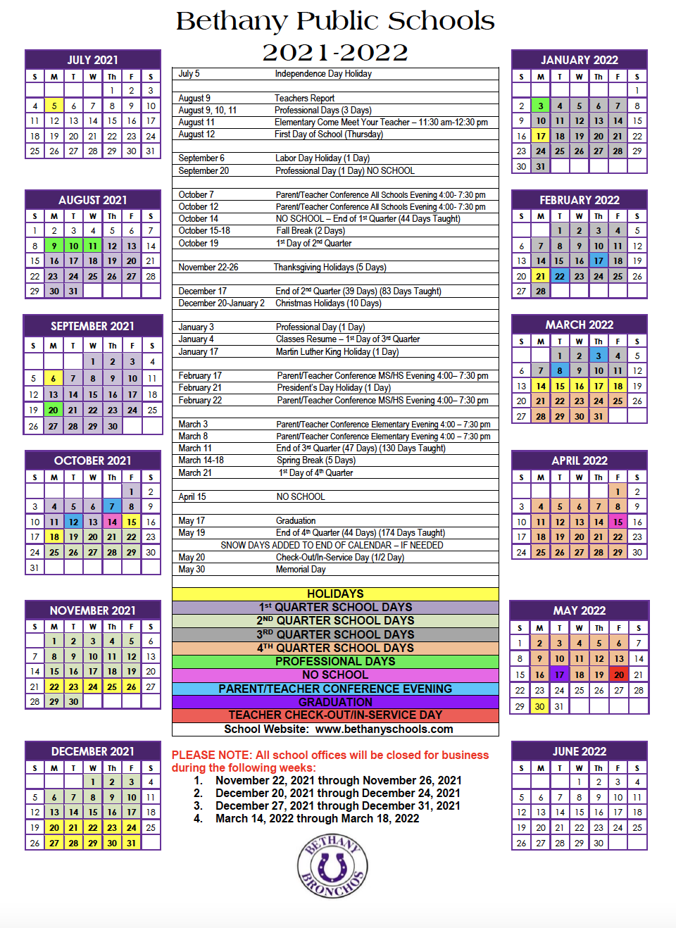 2021-22 District Calendar (English)