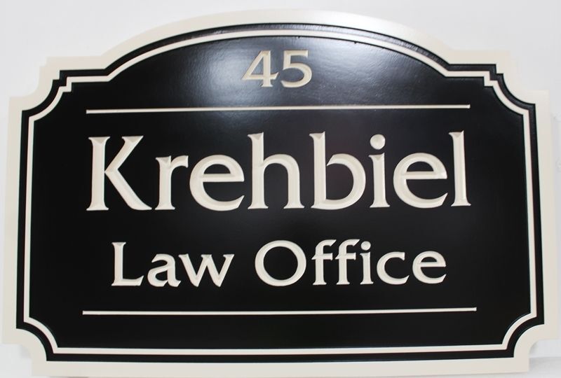 A10529 - Engraved Address  Sign for the Krehbiel  Law Office 