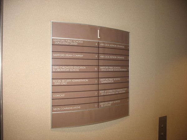 Interior Lobby Directory, Easy Change Printed Paper Insert, Convex Lens Cover