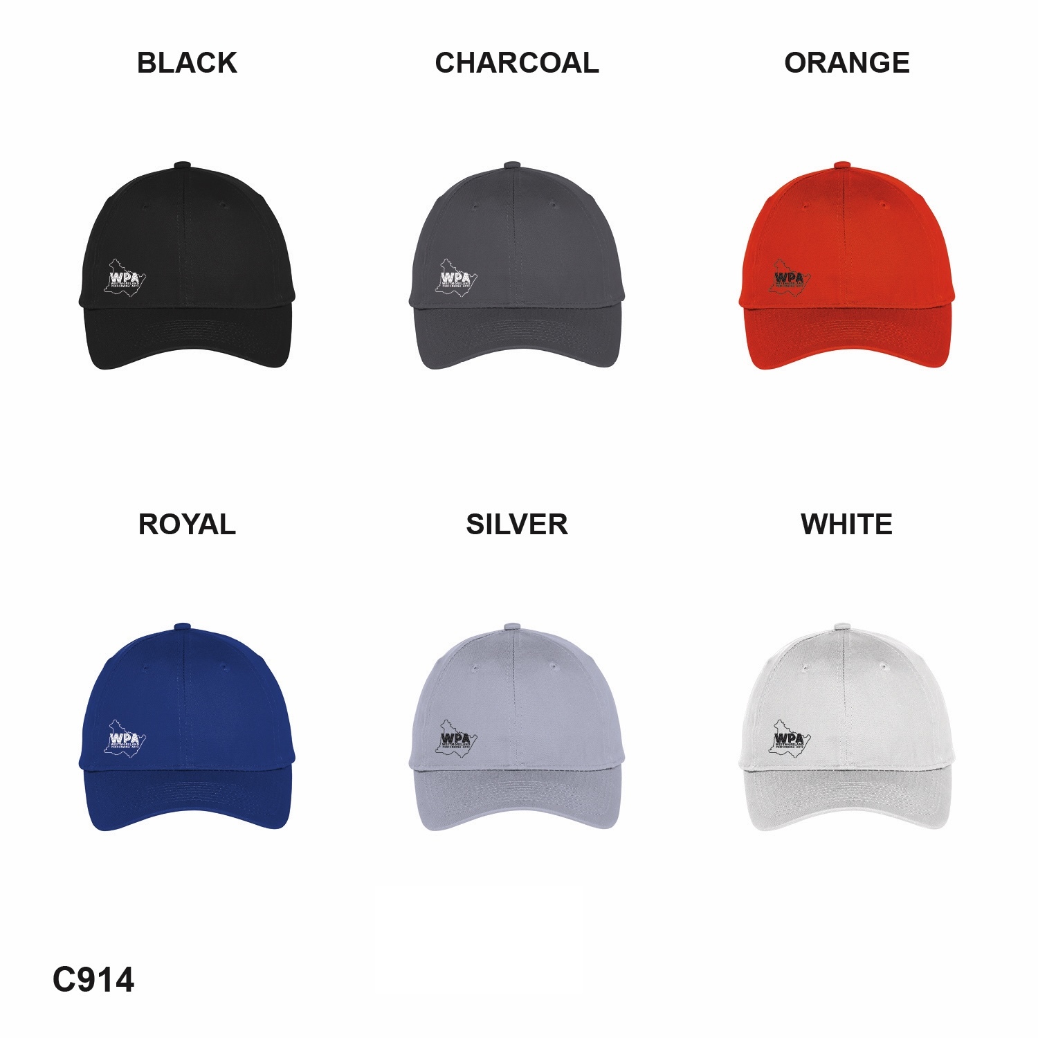 WPA COUNTY LOGO - Port Authority® Six-Panel Unstructured Twill Cap - BLACK & WHITE