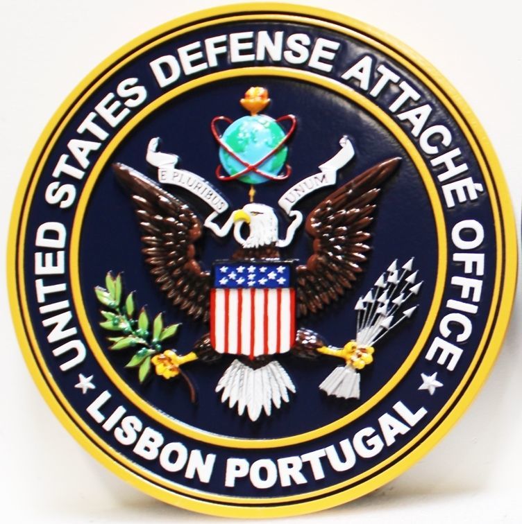 IP-1882 - Carved 3-D Plaque of the  United States Defense Attache Office, Lisbon, Portugal