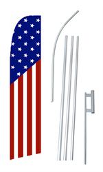 USA Swooper/Feather Flag + Pole + Ground Spike
