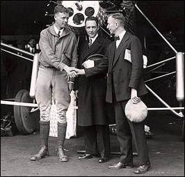 Lindbergh with Transatlantic Competitor Richard Byrd