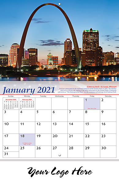 AMERICAN LANDMARKS 13-MONTH CALENDAR