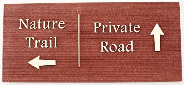 G16124A - Carved and Sandblasted Directional Sign for "Nature Trail" "Private Road"