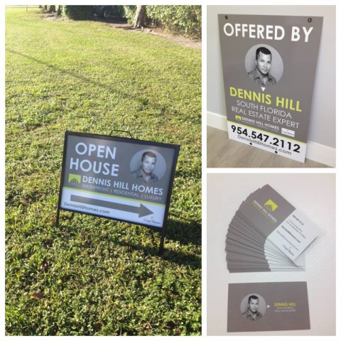New company identity & listing signs for Dennis Hill Homes – Real Estate Expert in Fort Lauderdale, FL