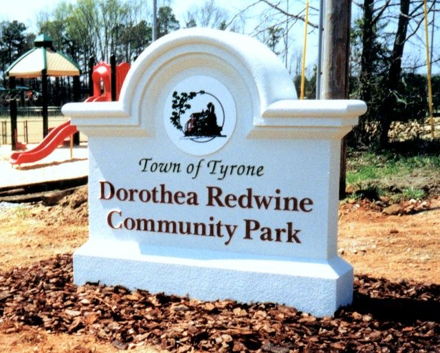 GA16407 -  Monument Sign for Community Park with Carved Train Locomotive