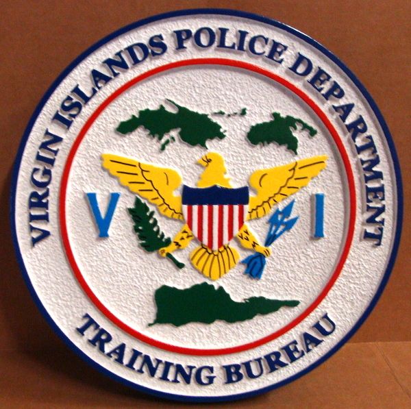 U30746 - Carved and Sandblasted 2.5D HDU Wall Plaque for the Police Department, Virgin Islands 