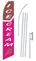 Ice Cream Pink Swooper/Feather Flag + Pole + Ground Spike