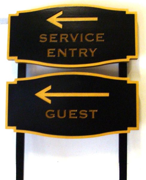 T29413 - Carved and Sandblasted  HDU Office Signs ("Guest" and "Service Entry")