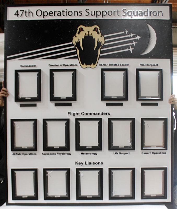 SA1573 - Carved HDU Chain-of-Command Photo Board for the 47th Operations Support Squadron 