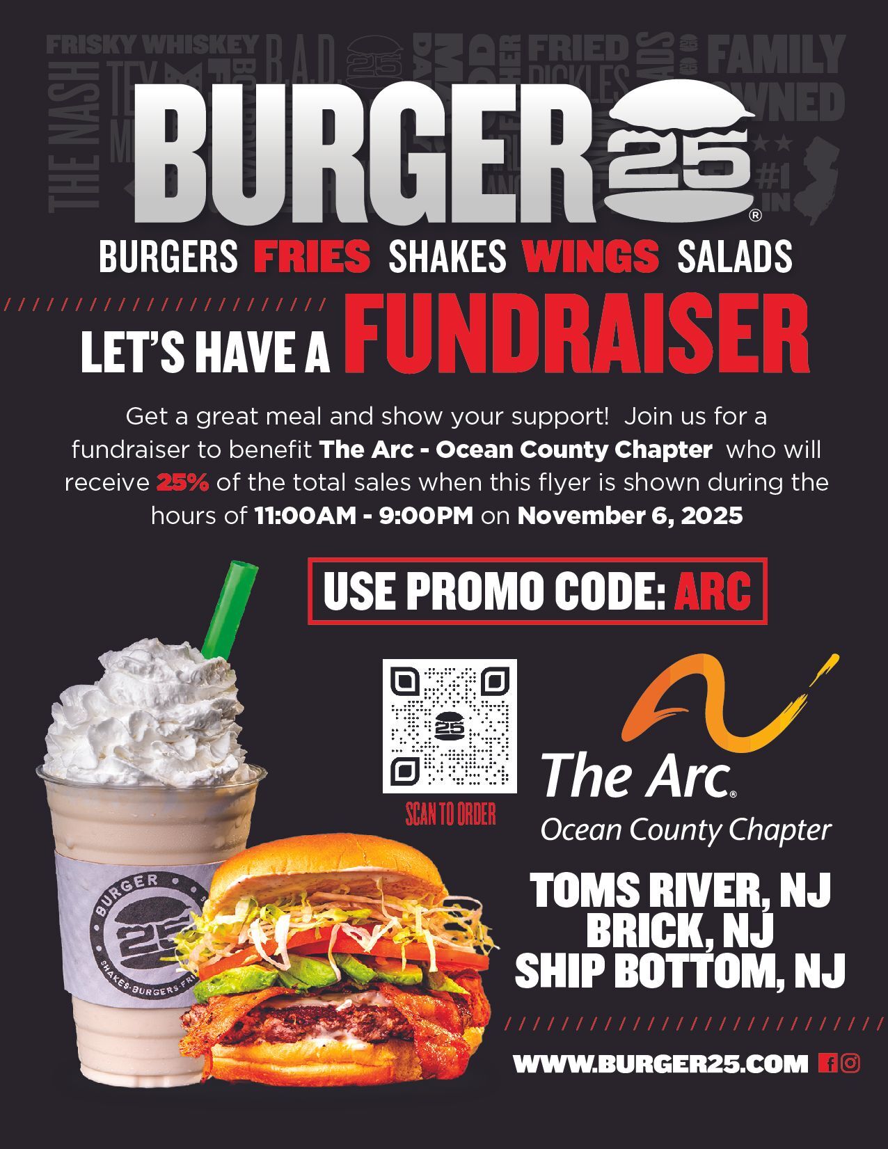 Burger 25 Fundraiser Flyer