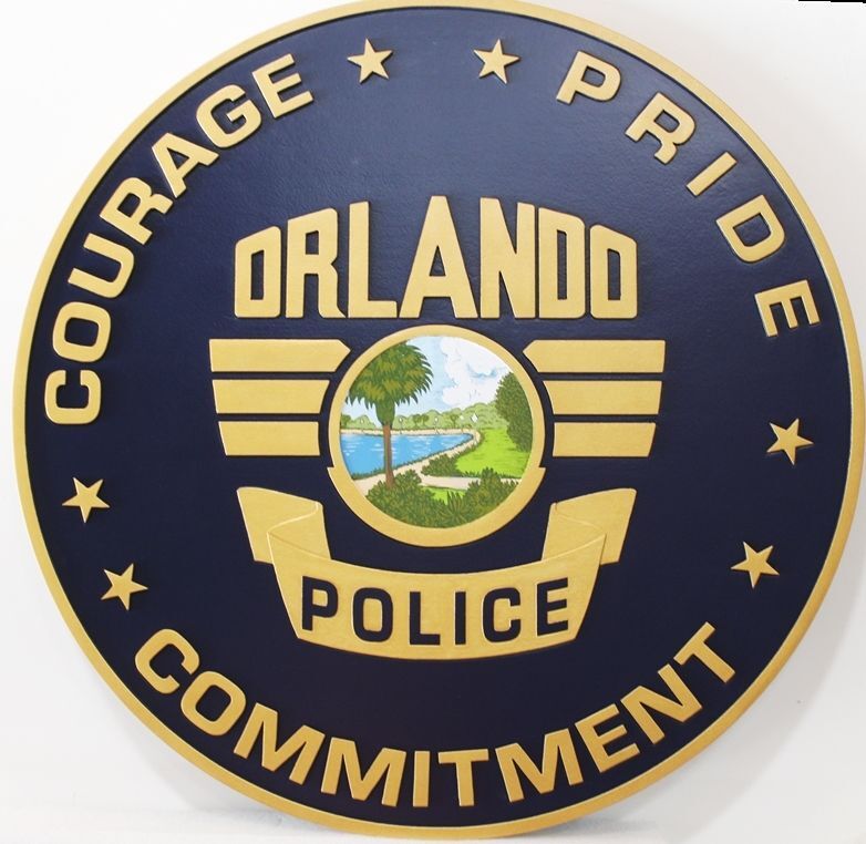 PP-3481 - Carved 2.5-D Raised Relief HDU Plaque of the Seal of the  Police Department of the City of Orlando, Florida