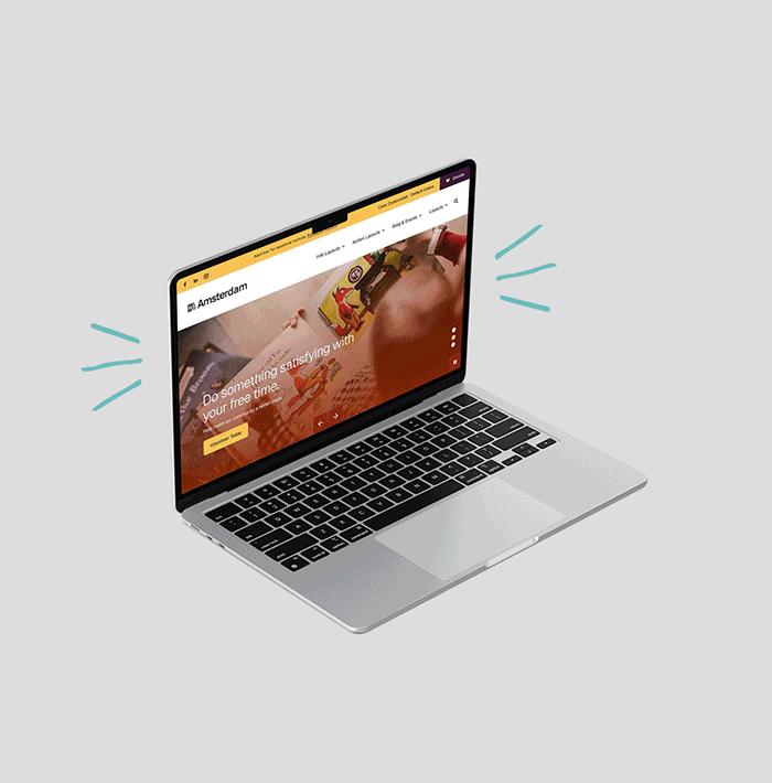 Laptop switching between website themes.