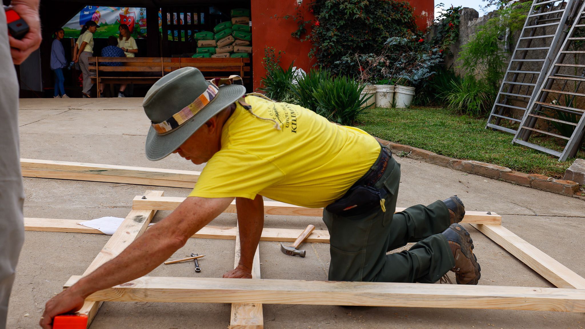 Mark, a volunteer, working