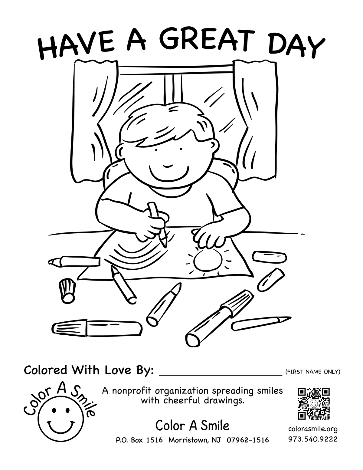 Download fun coloring pages to volunteer color a smile