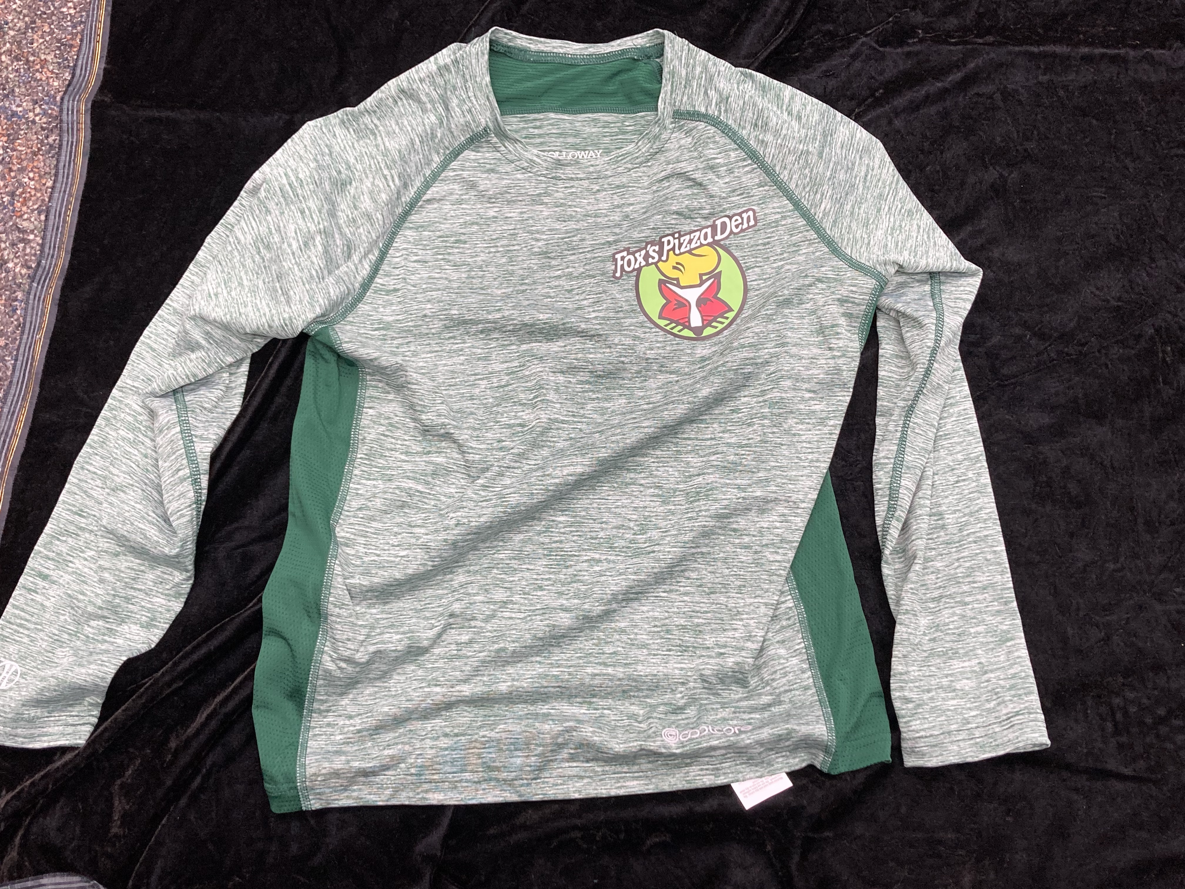 SALE Fox's Logo - YOUTH MEDIUM Grey/Green Moisture Wicking Long Sleeve