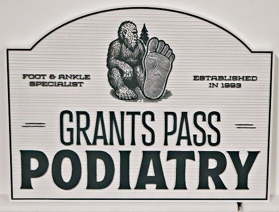 B11083 - Carved and Sandblasted 2.5-D HDU Sign for "Grants Pass Podiatry"