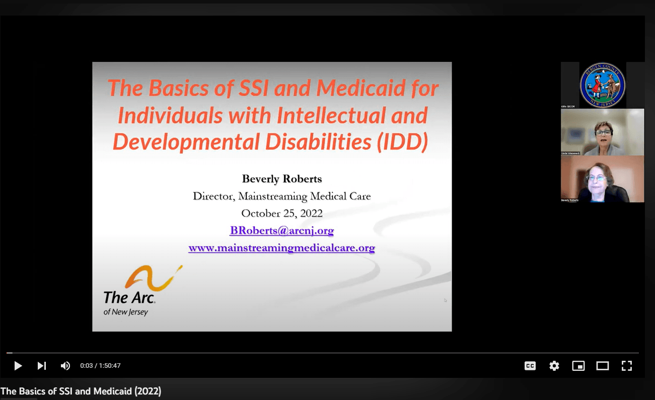 10/25/22 The Basics of SSI and Medicaid for Individuals with Intellectual and Developmental Disabilities