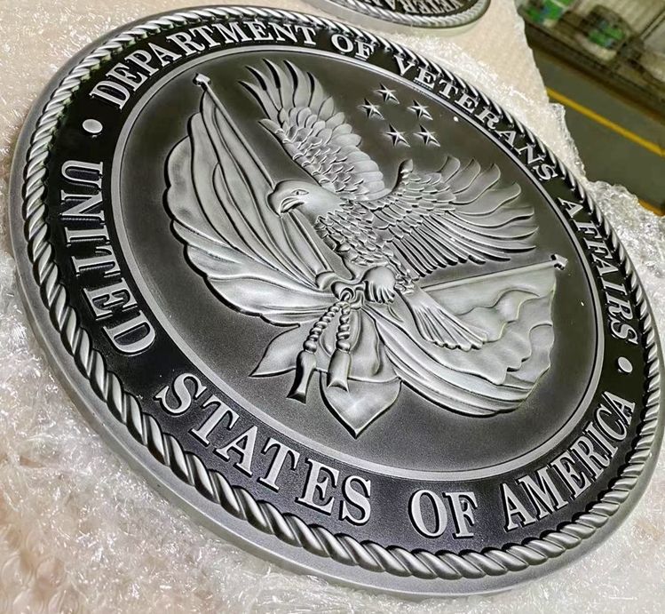 AP-6032 - 3-D Bas-Relief Plaque of the Seal of the Department of Veterans Affairs, Solid Cast Aluminum 