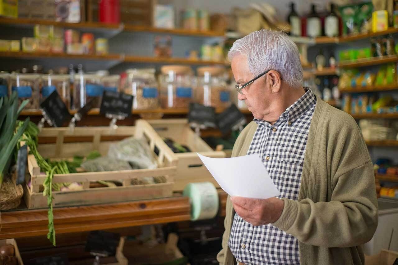 Man with shopping list