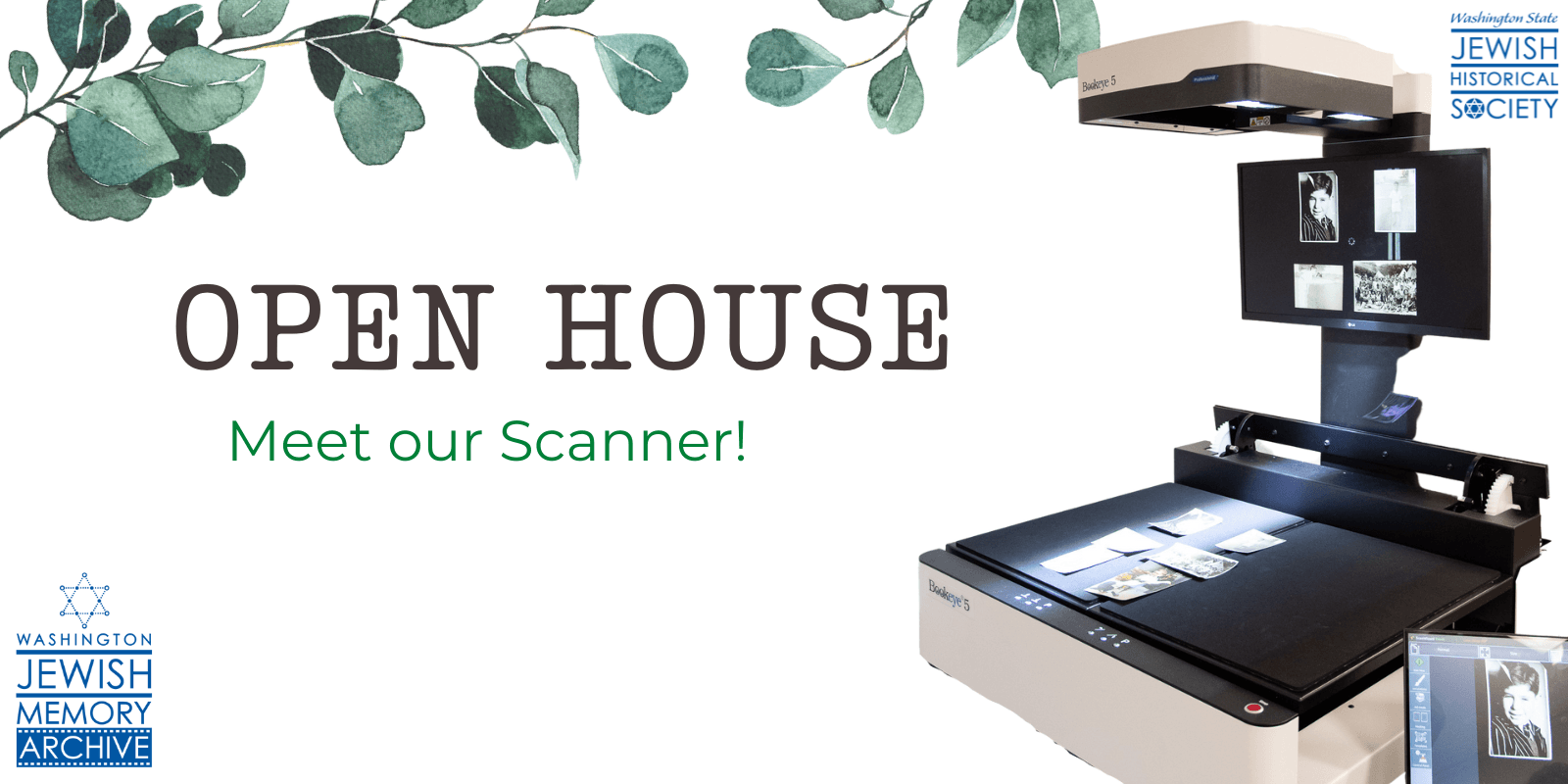 OPEN HOUSE: Meet our Scanner! Photo of archival scanner scanning photos.