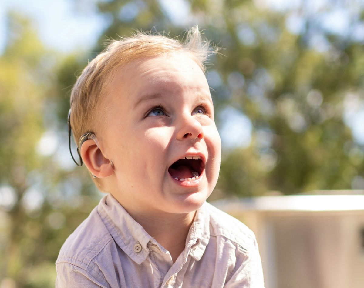Boy with a cochlear implant