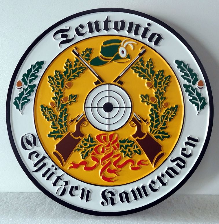 Z35146 - Carved 2.5-D  Wall Plaque featuring a Germanic Family Coat-of-Arms, a Wappen