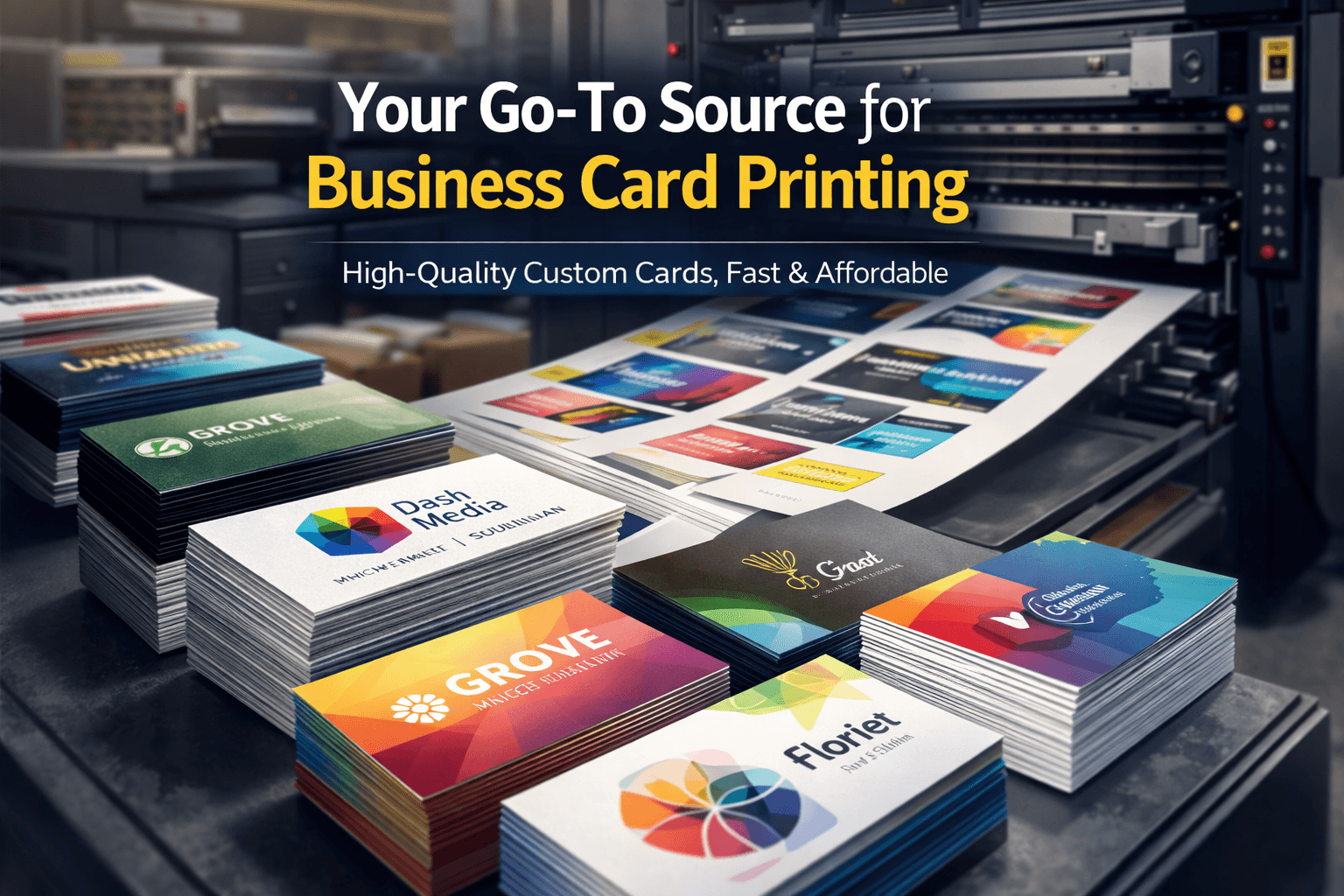 Custom business cards printed on high-quality cardstock for professional branding in Seattle WA.