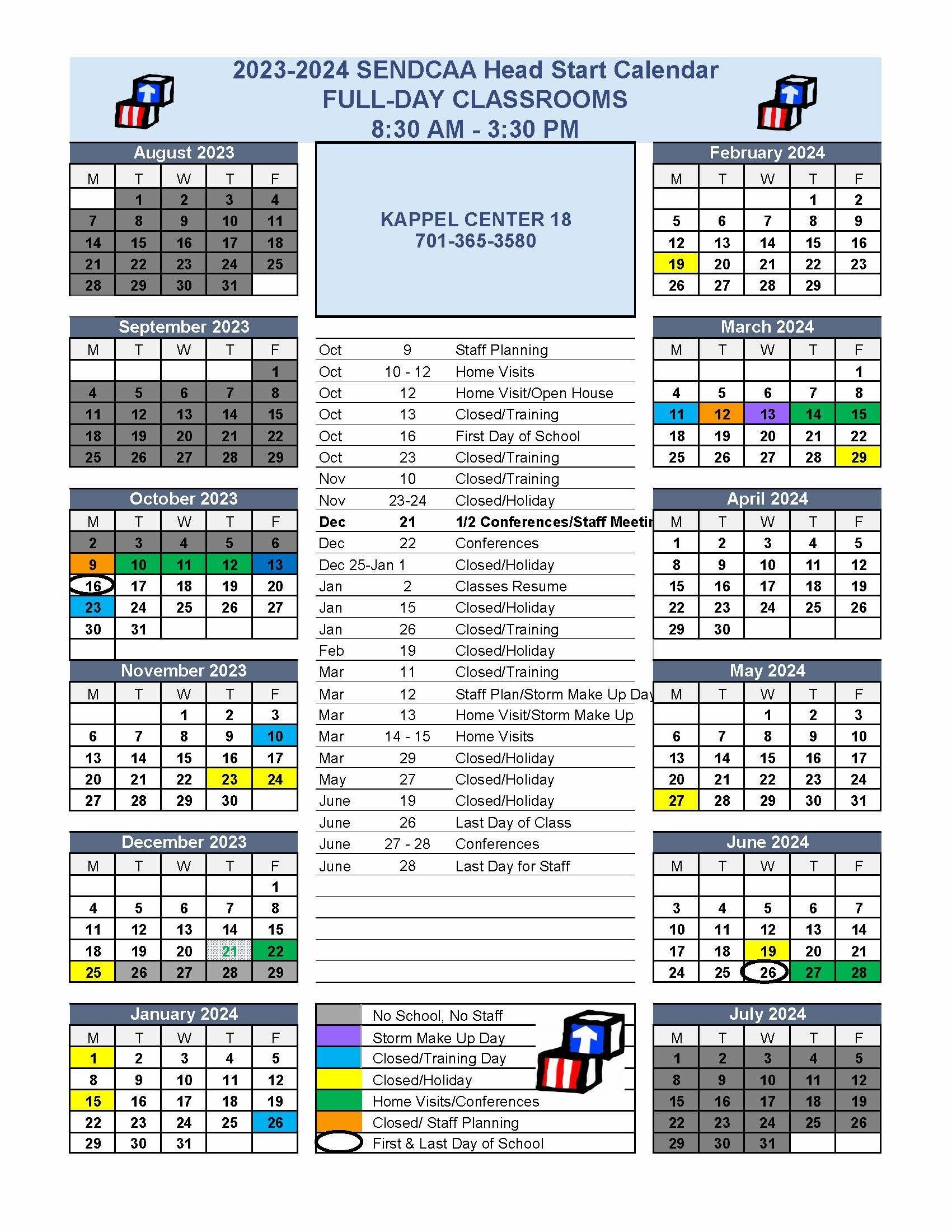 2023-2024 Kappel Full Day Calendar