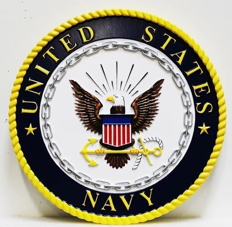 IP-1263  -   Carved Wall Plaque of the Eagle, Chain & Anchor Emblem of the US Navy