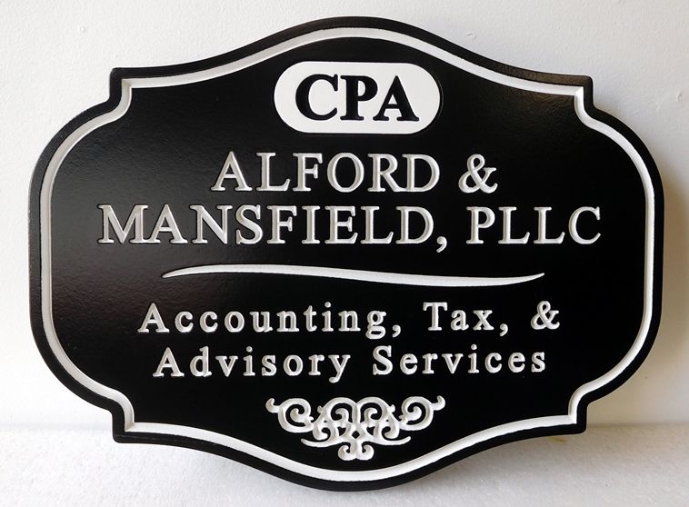 C12088 -  Engraved HDU Sign for CPA , with Accounting, Tax, and Advisory Services