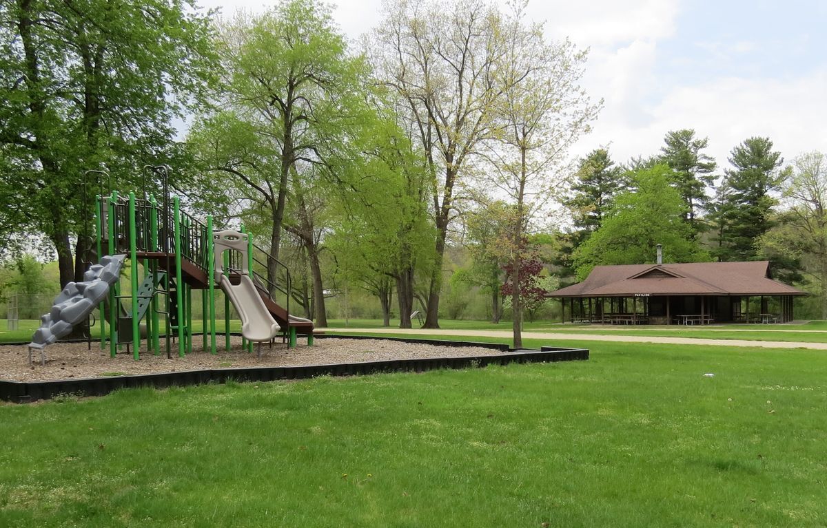 Large pavilion in the recreation area with playground