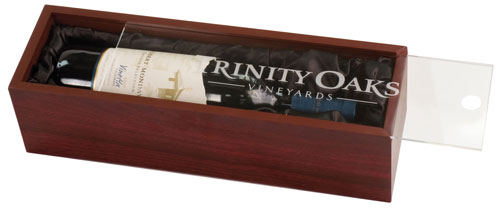 Rosewood Finish Wine Presentation Box w/ Acrylic Lid