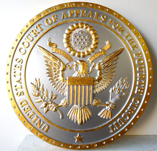 A10822 - 24K Gold-Leaf Gilded Wall Plaque for the US Court of Appeals, Fourth Circuit