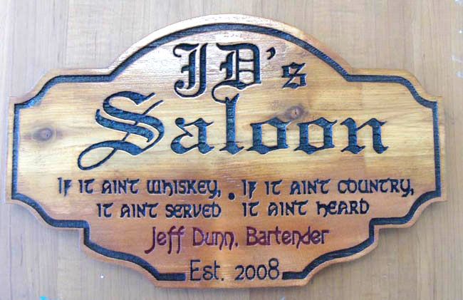 RB27154 - Antiqued Wood Old West "J.D.'s Saloon" Sign